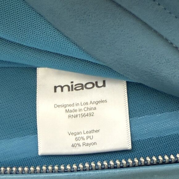 MIAOU Strapless Corset Size Medium Blue Vegan Leather Zipper Top - Picture 6 of 7